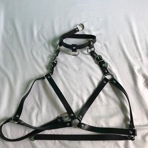 Leather bondage bra